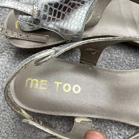 Me Too Metallic Snake T-Strap Sandals Womens 10M Silver Open Toe Casual W/ Box - Picture 11 of 15
